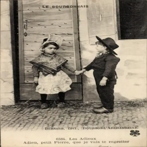 Ak Französische Tracht, Liebespaar, Kinder