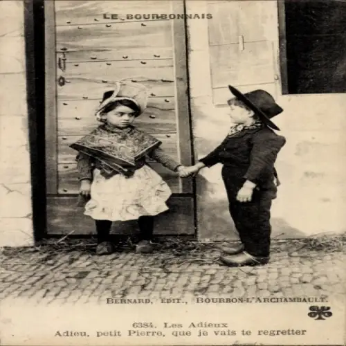 Ak Französische Tracht, Liebespaar, Kinder
