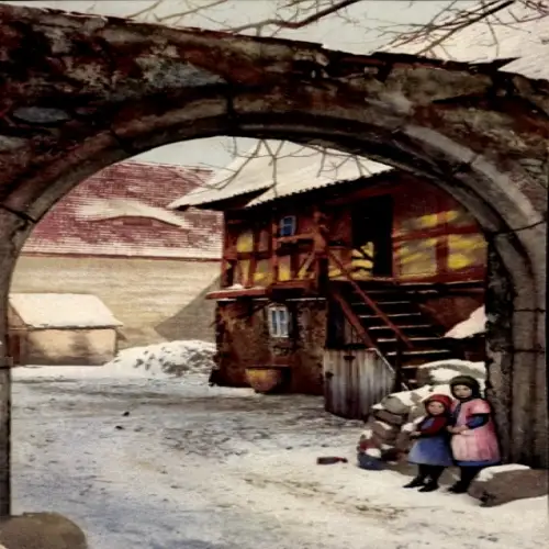 Ak Nenke & Ostermaier Serie 256 Nr. 4054, Winterlandschaften, Kinder