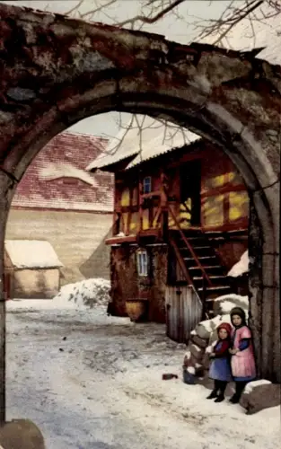 Ak Nenke & Ostermaier Serie 256 Nr. 4054, Winterlandschaften, Kinder