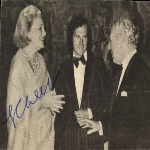 Foto Politiker Walter Scheel, Bayreuther Festspiele, Franz Beckenbauer, Autogramm 1974