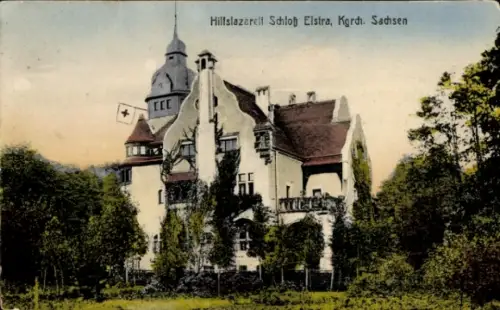 Ak Elstra in der Oberlausitz Sachsen, Hilfslazarett Schloss Elstra
