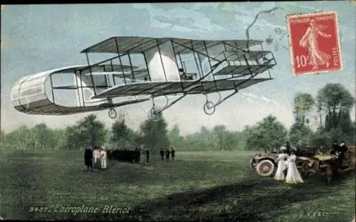 Ak Das Blériot-Flugzeug, Doppeldecker, Luftfahrt