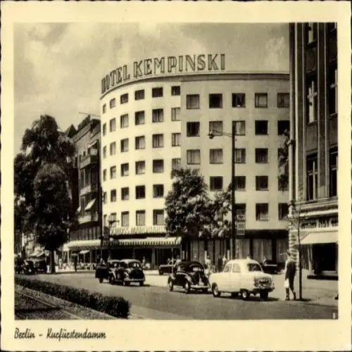 Ak Berlin Charlottenburg, Kurfürstendamm, Hotel Kempinski, Schloss Marquard, Autos