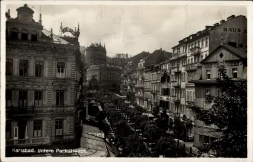 Ak Karlsbad Tschechien, Untere Parkstraße, Hotel Kroh