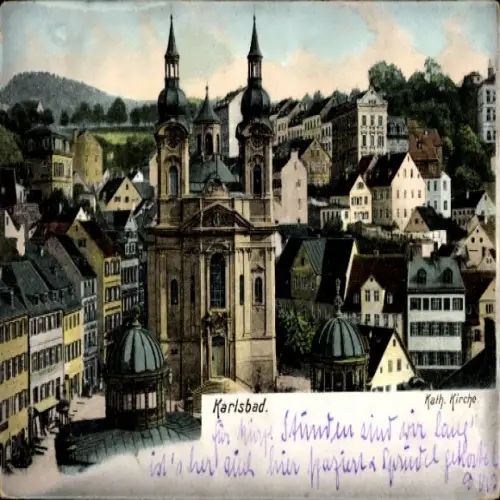 Ak Karlovy Vary Karlsbad Stadt, Katholische Kirche