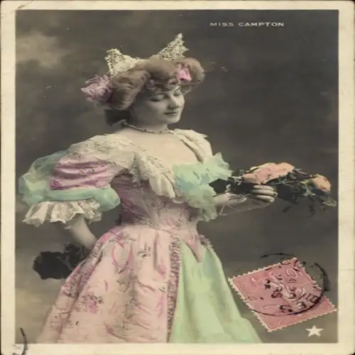 Ak Varieté Künstlerin Miss Campton, Portrait, Kleid
