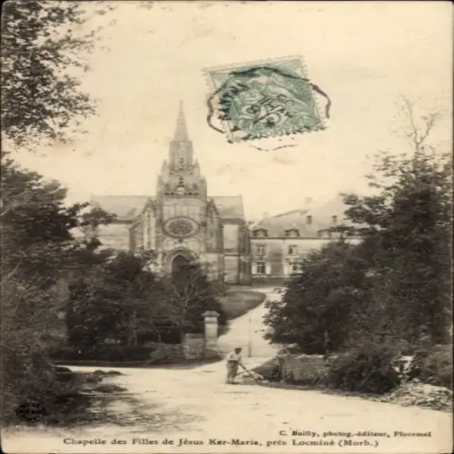 Ak Locminé Morbihan, Chapelle des Filles de Jésus Ker-Maria, Kirche, Landschaft, C. Bailly