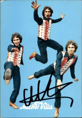 Autogrammkarte Sänger Michel Villa, Portrait, Autogramm