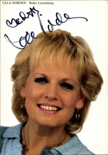 Autogrammkarte Sängerin Ulla Norden, Portrait, Autogramm