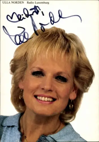 Autogrammkarte Sängerin Ulla Norden, Portrait, Autogramm