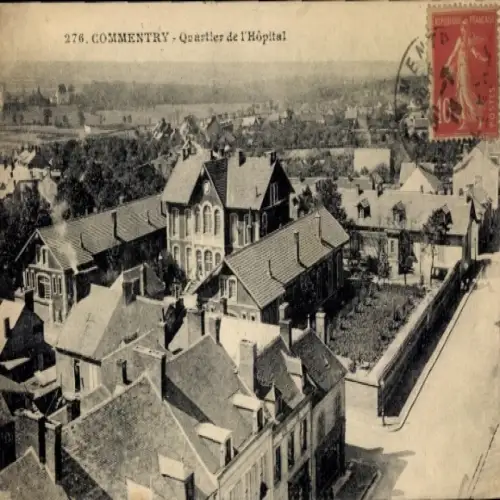 Ak Commentry Allier, Quartier de l'Hopital, Vue générale