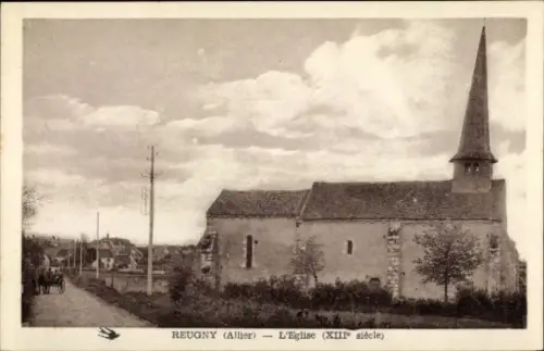 Ak Reugny Allier, Kirche aus dem 13. Jahrhundert
