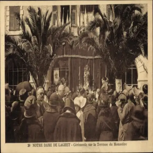 Ak Laghet Alpes Maritimes, Notre Dame, Ceremonie sur la Terrasse du Monastere