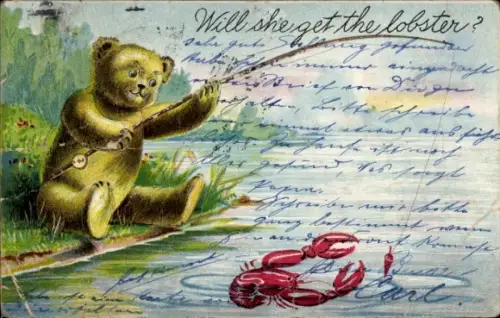 Ak Wird sie den Hummer fangen, Teddy angelt Hummer