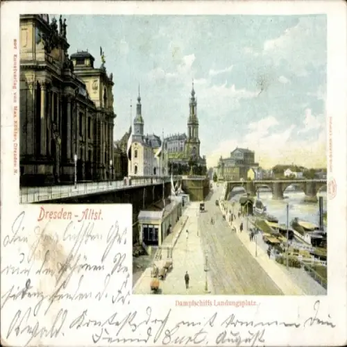 Ak Dresden Altstadt, Dampfschifflandungsplatz