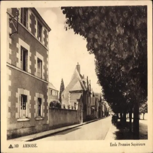 Ak Amboise Indre et Loire, Schulgebäude, Ecole Primaire Supérieure, Straßenszene, Bäume,  Archite