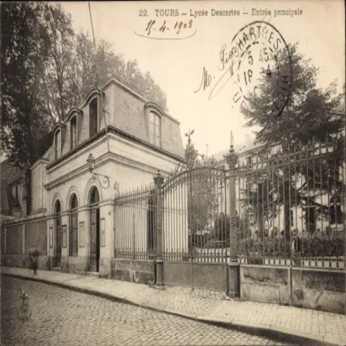 Ak Tours Indre et Loire, Lycée Descartes, Eingang,  Architektur