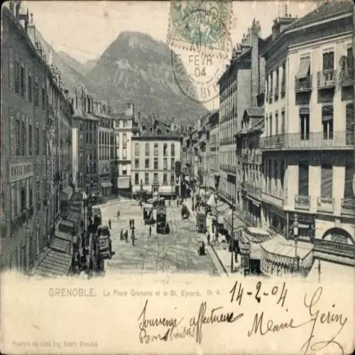 Ak Grenoble Isère, Platz Grenette, St. Eynard,  Architektur, Autos