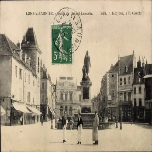 CPA Lons-le-Saunier Jura, Statue du Général Lecourbe