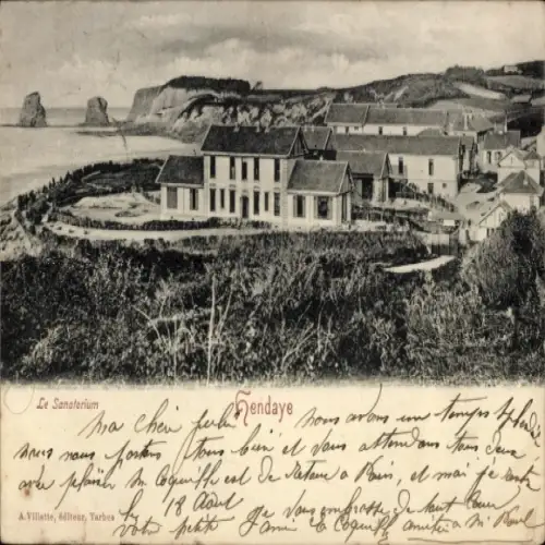 Ak Hendaye Pyrénées-Atlantiques, Le Sanatorium, Küstenlandschaft, Gebäude, Meer