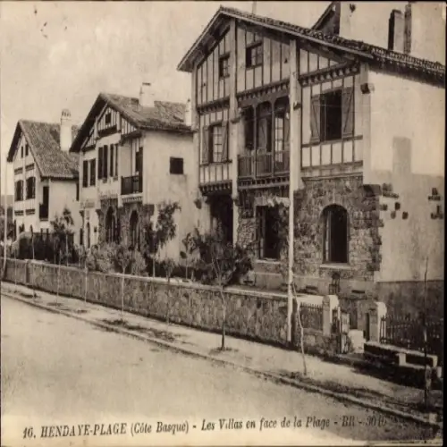 CPA Hendaye Pyrénées-Atlantiques, Les Villas en face de la Plage