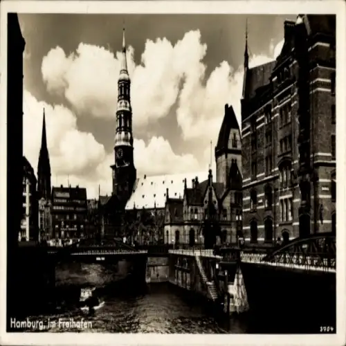 Ak Hamburg Mitte Altstadt, Hamburg im Freihafen, Kirche,  Architektur