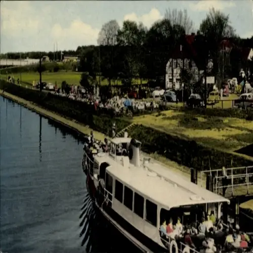 Ak Berlin Zehlendorf Wannsee, Kohlhasenbrück, Blick auf Dampfer, Personen am Ufer, Restaurant, Gr