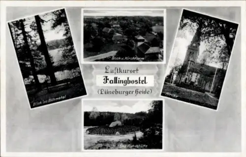 Ak Bad Fallingbostel Lüneburger Heide, Luftkurort Fallingbostel, Blick ins Böhmetal, Blick v. Kir
