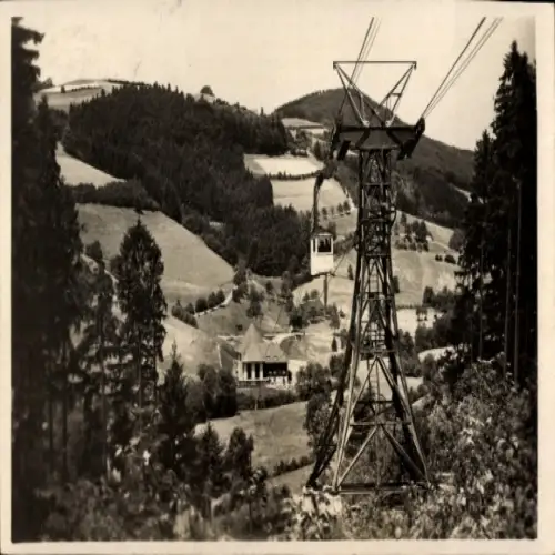 Ak Freiburg im Breisgau, Schauinsland, Seilbahn, Landschaft, Bergstation-Restaurant