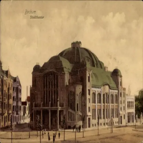 Ak Bochum im Ruhrgebiet, Stadttheater  Gebäude mit großen Kuppeldach,  Architektur