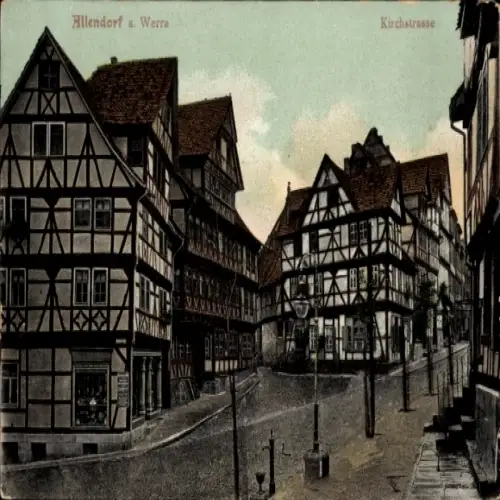 Ak Bad Sooden Allendorf an der Werra Hessen, Fachwerkhäuser, Kirchstraße,  Architektur, malerisch