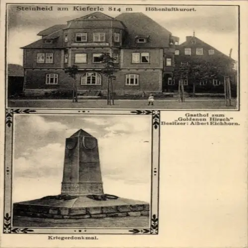 Ak Steinheid Neuhaus am Rennweg Thüringen, Höhenluftkurort, Gasthof zum Goldenen Hirsch, Kriegerd