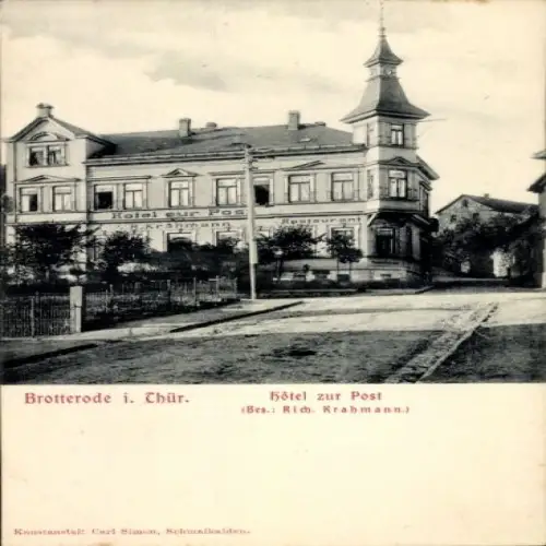 Ak Brotterode in Thüringen, Hotel zur Post, R. Krahmann, Restaurant, alte Architektur, sichtbare 