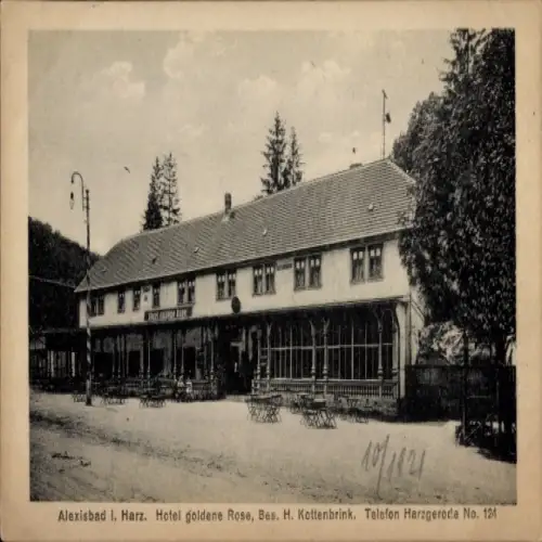 Ak Alexisbad Harzgerode am Harz, Hotel goldene Rose