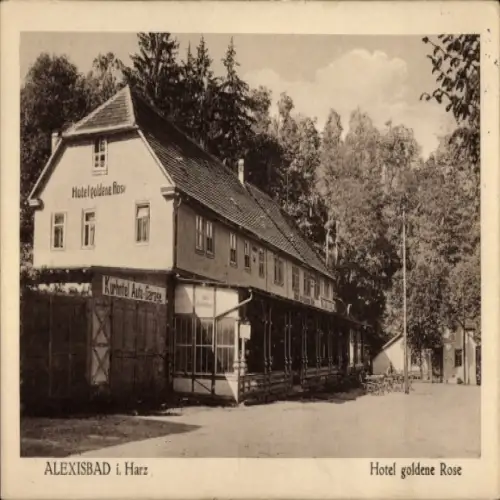 Ak Alexisbad Harzgerode am Harz, Hotel goldene Rose