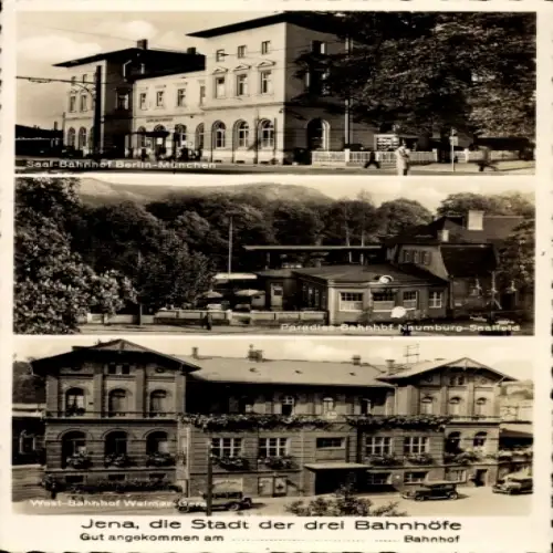 Ak Jena in Thüringen, Saal-Bahnhof Berlin München, Paradies-Bahnhof, West-Bahnhof