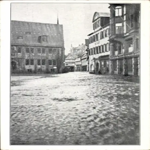 Ak Quedlinburg im Harz, Hochwasser der Bode 1925, Marktplatz, Rathaus, Ratsweinkeller