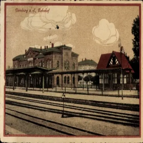 Ak Bernburg an der Saale, Bahnhof Gleisseite