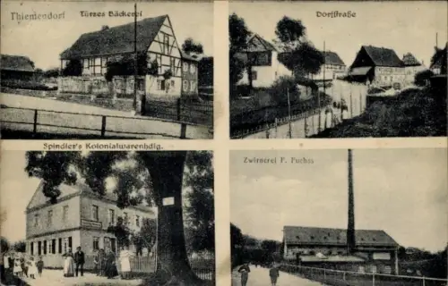 Ak Thiemendorf Breitenau Oederan Sachsen, Bäckerei, Geschäftshaus Spindler, Zwirnerei F. Fuchs