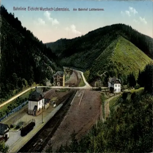 Ak Lichtentanne Probstzella Thüringen, Bahnlinie Eichicht-Wurzbach-Lobenstein, Bahnhof