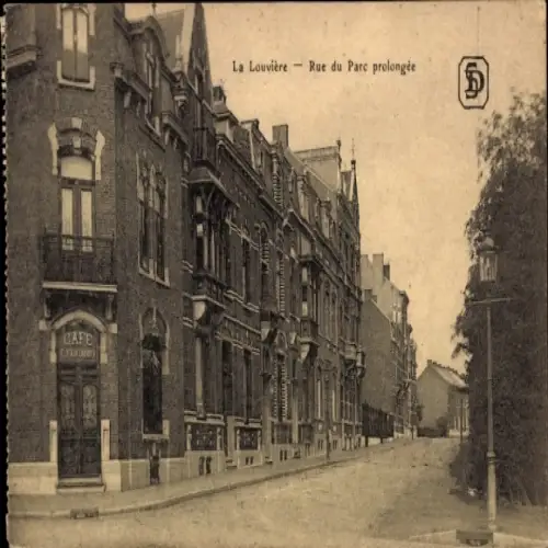Ak La Louvière Wallonien Hennegau, Rue du Parc, Cafe