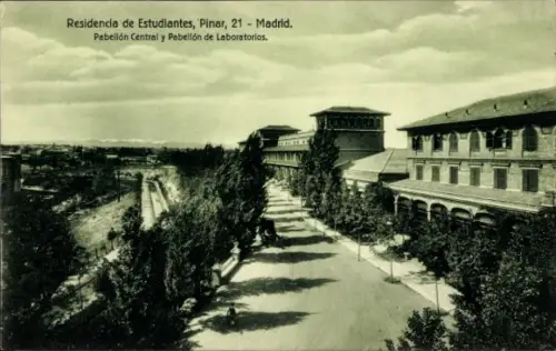 Ak Madrid, España, Residencia de Estudiantes, Pinar, 21, Pabellón Central y Pabellón de Laboratorios