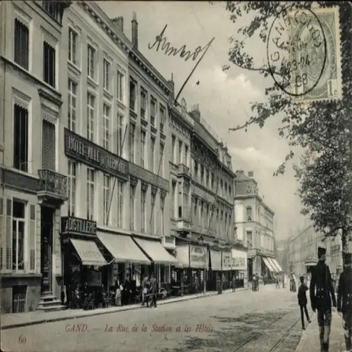 CPA Gand Flandre orientale, Rue de la Station et les Hotels