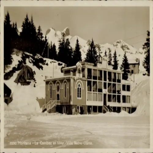 Ak Montana Kanton Wallis, La Combaz en hiver, Villa Notre-Dame