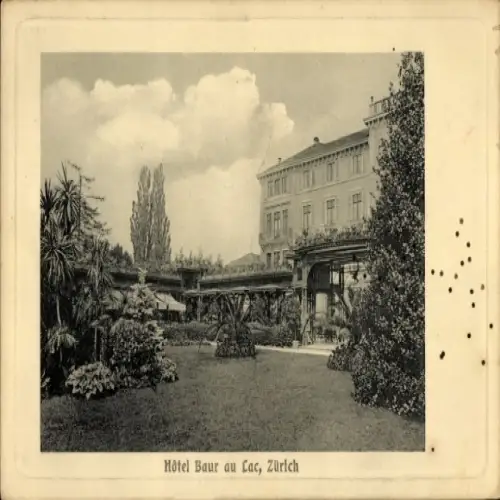 Präge Passepartout Ak Zürich Stadt Schweiz, Hotel Baur au Lac