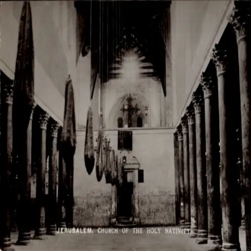 Ak Jerusalem Israel, Kirche der Heiligen Geburt,  Architektur, Säulen, Photograph