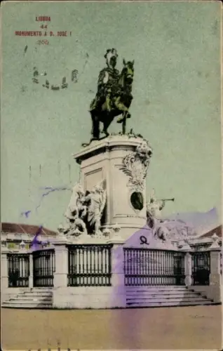 Ak Lisboa Lissabon Portugal, Reiterstatue, Monumento A D. Jose I, Lisboa,  