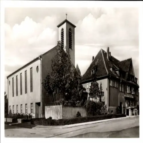 Ak Hattersheim am Main, Evangelische Kirche, Rathaus