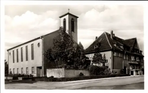 Ak Hattersheim am Main, Evangelische Kirche, Rathaus
